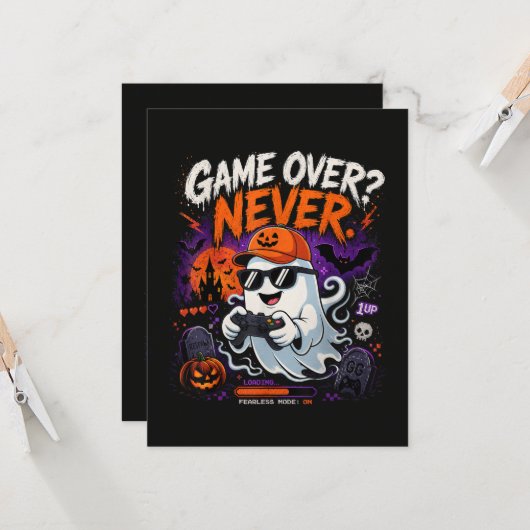 ゲームオーバーなんてありえない ゲーマー幽霊ハロウィン 招待状 (正面/裏面インサイチュ)