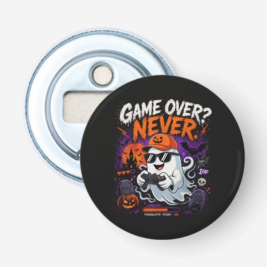 ゲームオーバーなんてありえない ゲーマー幽霊ハロウィン 栓抜き (正面)