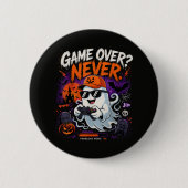 ゲームオーバーなんてありえない ゲーマー幽霊ハロウィン 缶バッジ (正面)