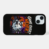 ゲームオーバーなんてありえない ゲーマー幽霊ハロウィン iPhone 15ケース (裏面横)
