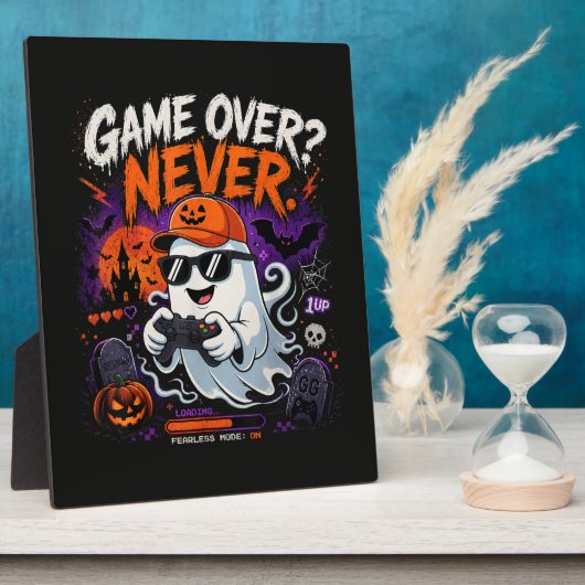 ゲームオーバーなんてありえない 楽しいゲーマー幽霊ハロウィン フォトプラーク (側面)