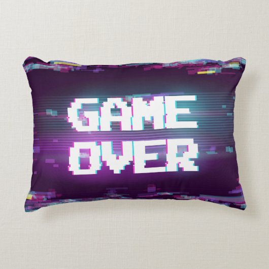ゲームオーバーのコンセプト、グリッチ効果。 アクセントクッション (正面)