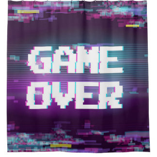 ゲームオーバーのコンセプト、グリッチ効果。 シャワーカーテン