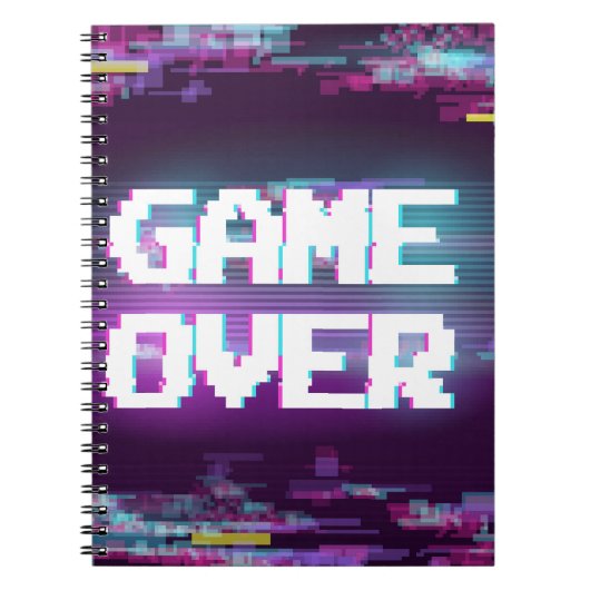 ゲームオーバーのコンセプト、グリッチ効果。 ノートブック (正面)