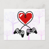 ゲームオーバーのハートのためのゲーマーコントローラーのバレンタイン シーズンポストカード (正面)
