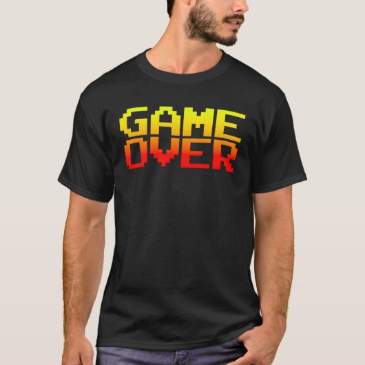 ゲームオーバーのビデオゲームのゲーマーゲー男性へム Tシャツ (正面)
