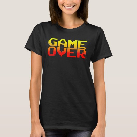 ゲームオーバーのビデオゲームのゲーマーゲー男性へム Tシャツ (正面)
