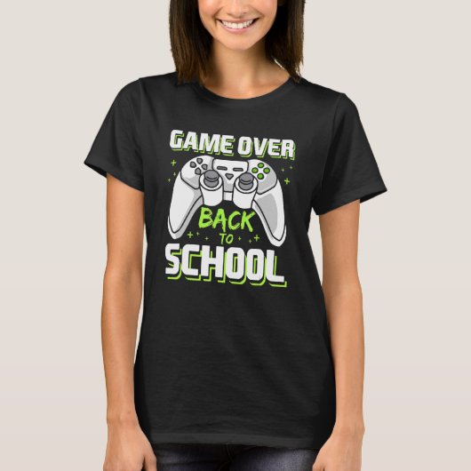 ゲームオーバーのビデオゲームコントローラのゲーマー戻るScho Tシャツ (正面)