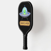 ゲームオーバーエイリアン飛んでいるUFO宇宙船ピクセルアート ピックルボールラケット (左)