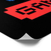 'ゲームオーバー'エイリアン飛んでいるUFO宇宙船,ピクセルアート ポスター (角)