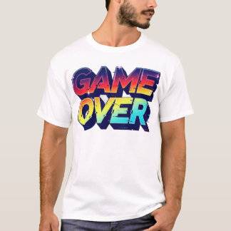 ゲームオーバーグリッチネオンTシャツデザイン Tシャツ
