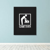 ゲームオーバーパパおもしろいピクトグラム キャンバスプリント (インサイチュ (ウッドフロア))