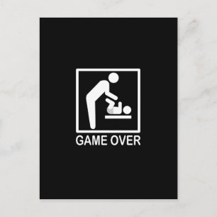 ゲームオーバーパパおもしろいピクトグラム ポストカード