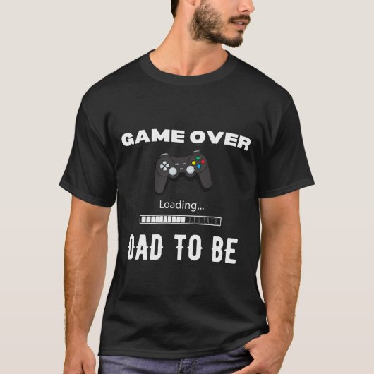 ゲームオーバーパパをコントローラー白にする Tシャツ (正面)
