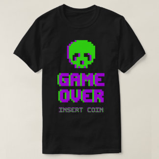 ゲームオーバーピクセルアートのドクロ Tシャツ