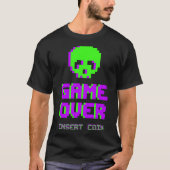 ゲームオーバーピクセルアートのドクロ Tシャツ (正面)