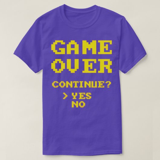 ゲームオーバーレトロゲームピクセルアート Tシャツ (デザイン正面)