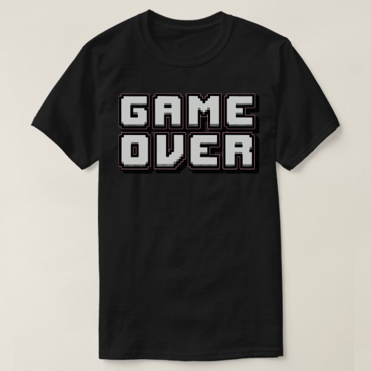 ゲームオーバーレトロピクセルアート Tシャツ (デザイン正面)