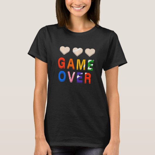 ゲームオーバーヴィンテージレトロゲームゲームゲームゲームアーケード Tシャツ (正面)