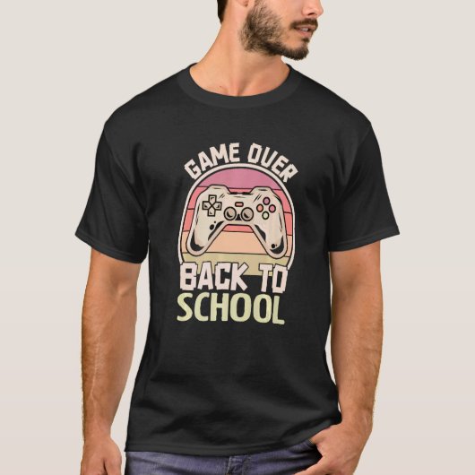 ゲームオーバー先生学生コントローラー戻る学校 Tシャツ (正面)