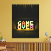 ゲームオーバー可愛いシンプルピクセルアートピクセルアート簡単ド キャンバスプリント (インサイチュ (リビング))