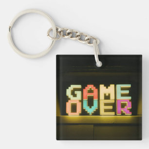 ゲームオーバー可愛いシンプルピクセルアートピクセルアート簡単ド キーホルダー