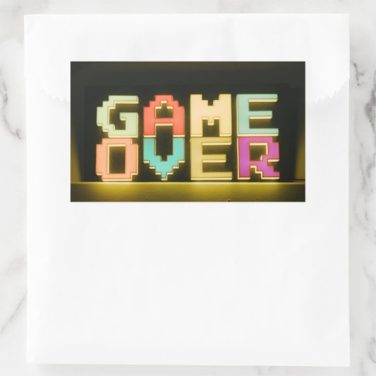 ゲームオーバー可愛いシンプルピクセルアートピクセルアート簡単ド 長方形シール (バッグ)