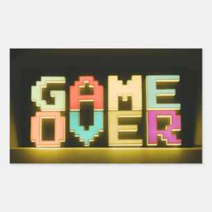 ゲームオーバー可愛いシンプルピクセルアートピクセルアート簡単ド 長方形シール