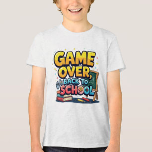 ゲームオーバー新学期Tシャツ ゲーマーおもしろいシュ トライブレンドTシャツ