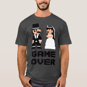 ゲームオーバー独身パーティー、 新婦新郎コミック Tシャツ