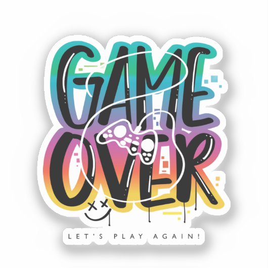 ゲームオーバー落書きジョイスティックゲーマー シール (正面)