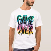 ゲームオーバー落書きジョイスティックゲーマー Tシャツ (正面)