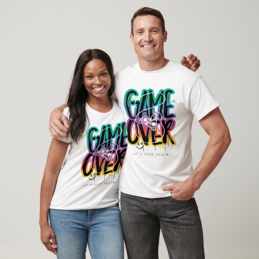 ゲームオーバー落書きジョイスティックゲーマー Tシャツ (ユニセックス)