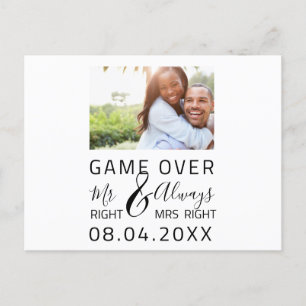ゲームオーバー面白い結婚式の記念日を救え! ウェディングフォト ポストカード
