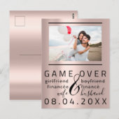 ゲームオーバー面白い Save The Date カップル写真 ポストカード (正面/裏面)