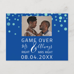 ゲームオーバー面白いSave The Date ウェディング コンフェッティ フォト ポストカード