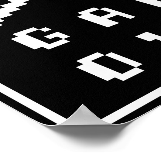 ゲームオーバー8ビットスカルクロスボーンズのピクセルアートポスター ポスター (角)