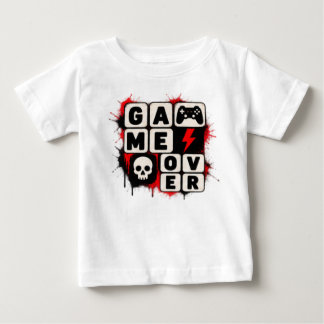 ゲームオーバー - おもしろゲーミングタイポグラフィTシャツ ベビーTシャツ