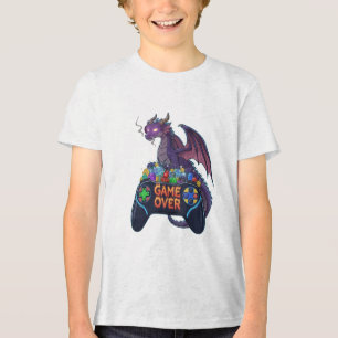 "ゲームオーバー"のRPGダイスの宝庫を守るゲーマードラゴン トライブレンドTシャツ