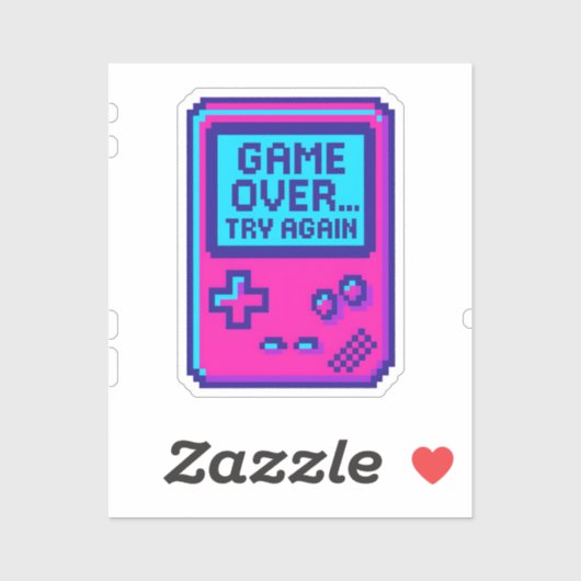 ゲームオーバー もう一度 – レトロピクセルゲーマー シール (シート)