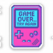 ゲームオーバー もう一度 – レトロピクセルゲーマー シール (正面)