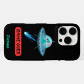 'ゲームオーバー' エイリアンのUFO宇宙船、ピクセルアート Case-Mate iPhoneケース (裏面 (横))