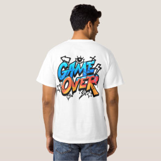 ゲームオーバー グラフィティスタイル ゲーマーTシャツ – 濃い青 Tシャツ