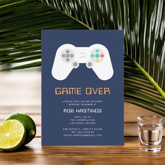 ゲームオーバー | ゲーム テーマの独身パーティー 招待状