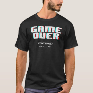 ゲームオーバー コンティニュー クール ピクセル グリッチ おもしろ レトロ A Tシャツ