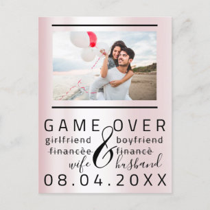 ゲームオーバー スキニー面白い Save The Date カップルフォト ポストカード