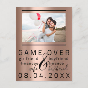 ゲームオーバー スキニー 面白い 結婚式の日程を保存 カップル写真 ポストカード