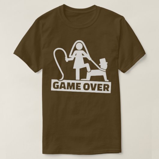 ゲームオーバー ハンター パーティー 面白い 花嫁 花婿 Tシャツ (デザイン正面)