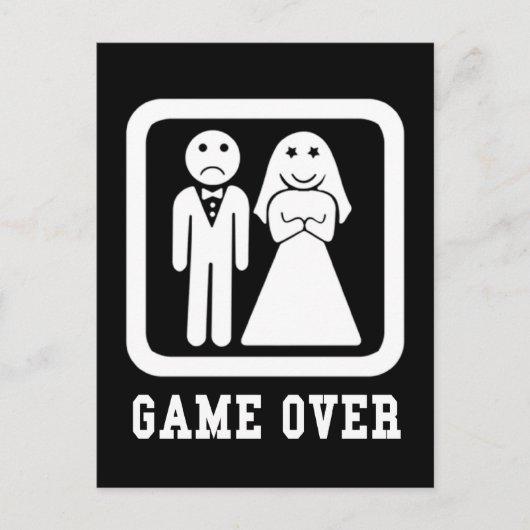 ゲームオーバー |バチェラースタッグパーティーギフト（黒/白） ポストカード (正面)