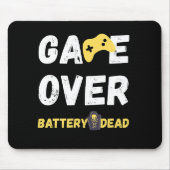 ゲームオーバー バッテリー切れ おもしろゲーマーデザイン マウスパッド (正面)